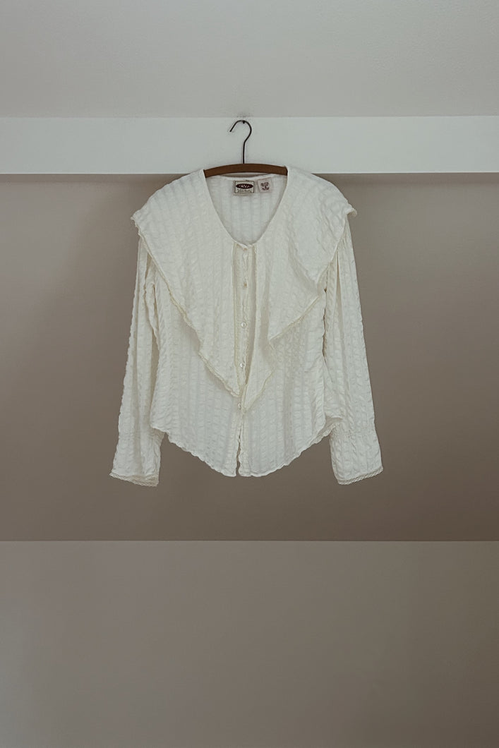 1990's RIO MUSLIN COTTON COLLAR BLOUSE | SIZE S
