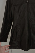 1990's NINE WEST BUTTERY BLACK LEATHER TRENCH JACKET | SIZE S/M