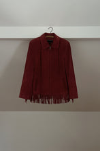 1990's BERNARDO RED SUEDE FRINGE JACKET | SIZE M/L