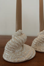 1980's PEARL CERAMIC SHELL CANDLE HOLDERS