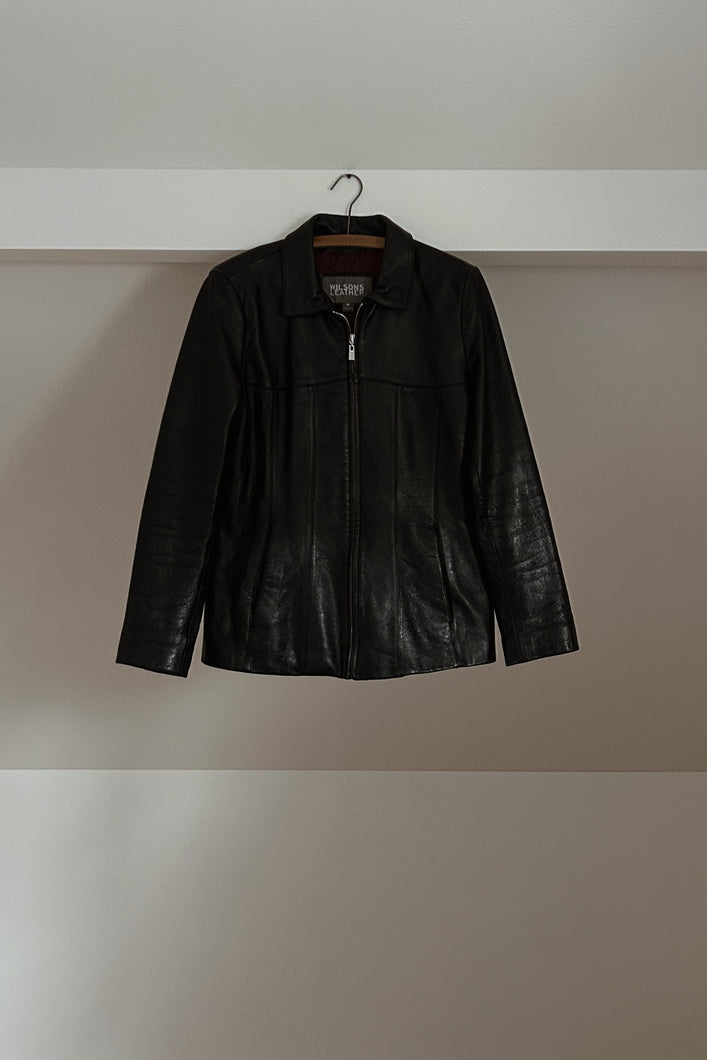 1990's WILSONS BLACK BUTTERY SOFT LEATHER JACKET | SIZE M