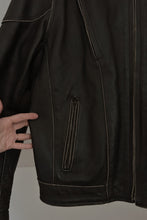 1990's DARK CHOCOLATE SKULL EMBOSSED HERITAGE LEATHER BIKER JACKET | SIZE L