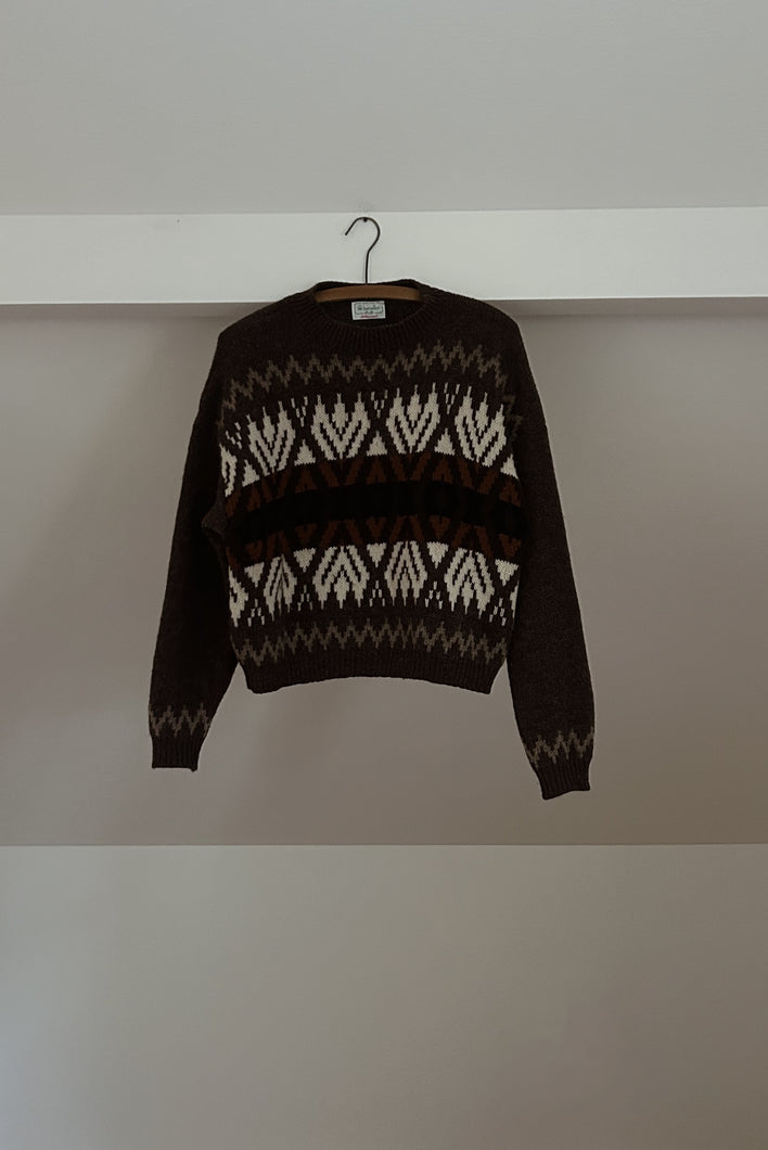 1980's BENETTON SHETLAND WOOL FAIR ISLE CROP JUMPER
