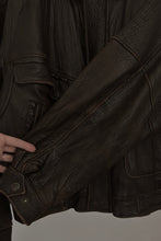 1990's CHOCOLATE PEBBLED LEATHER BOMBER | SIZE L