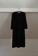 1980's NIPON BLACK DROP WAIST SATIN BOW DRESS | SIZE S