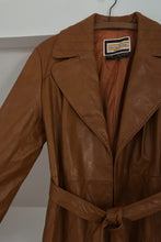 1970's TAWNY DIAMOND PATCHED LEATHER TRENCH | SIZE S/M