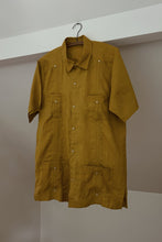 1970's MUSTARD LINEN CUBAN TOP | SIZE M/L