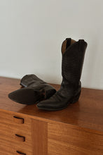 1990's JUSTIN BLACK LEATHER COWBOY BOOTS | SIZE 10