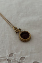 1970's GOLDETTE BRASS + GLASS CAMEO PENDANT ON GOLD FILL MONET CHAIN