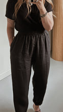 1990's FINZI NEW YORK BLACK PURE LINEN LOUNGE TROUSERS | SIZE M