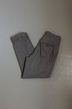 1980's NAVY HOUNDSTOOTH COTTON PLEATED TROUSERS | SIZE 28