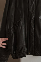 1990's CLASSIC BLACK LEATHER BOMBER JACKET | SIZE L/XL