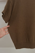 1990's OLIVE RAMIE COTTON MOCK NECK TEE | SIZE M