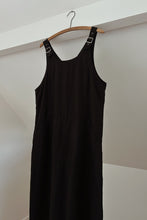 1990's BLACK COTTON OVERALL PRAIRIE DRESS | SIZE M/L