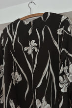 1990's / Y2K PURE SILK BLACK FLORAL BLOUSE | SIZE M