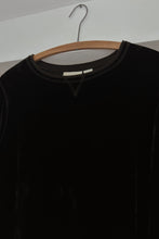 Y2K CRUSHED BLACK VELVET CREW NECK TOP | SIZE S