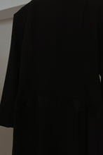 1980's NIPON BLACK DROP WAIST SATIN BOW DRESS | SIZE S