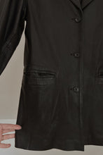 1990's CLASSIC BLACK BUTTERY SOFT LEATHER BLAZER JACKET | SIZE S