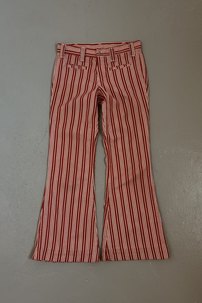 1960's MOD CHERRY STRIPE LOW RISE BELLS | SIZE 27