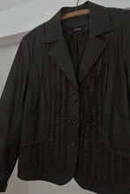 Y2K TWO TONE BUTTERY WOVEN LEATHER + SUEDE BLAZER JACKET | SIZE M/L
