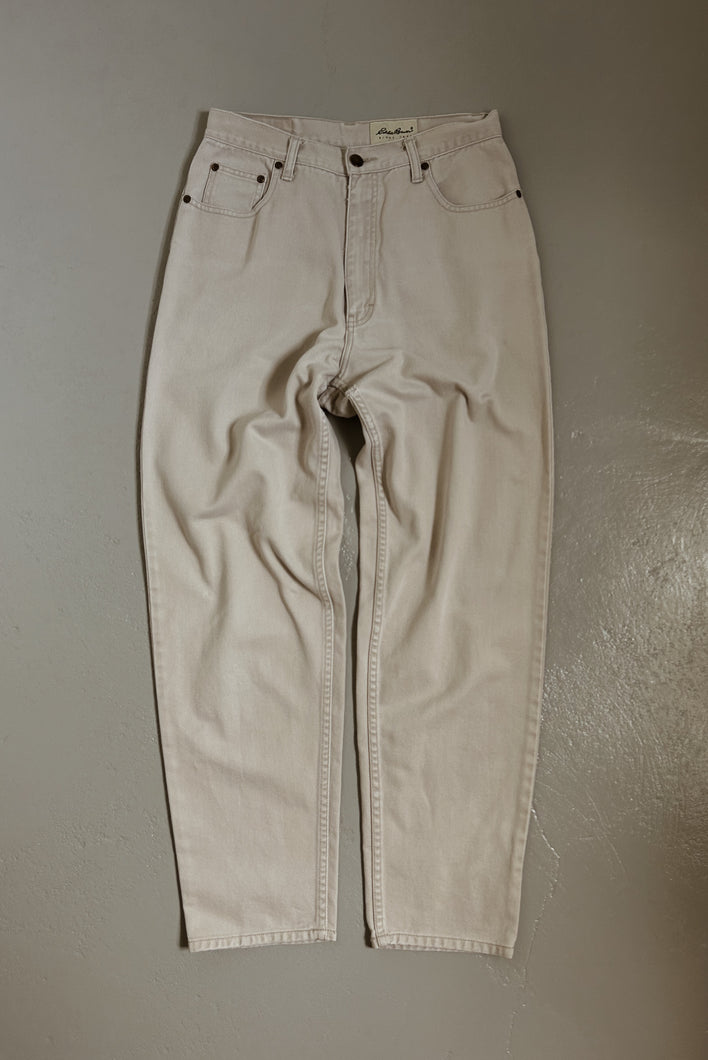 1990's EDDIE BAUER KHAKI COTTON GARDEN DENIM | SIZE 29