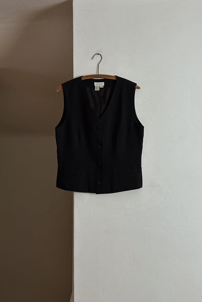1990's MINIMAL BLACK BUTTON VEST TANK