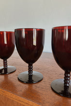 1960's RED GLASS WINE GOBLETS