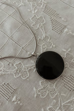1980's LARGE ONYX PENDANT ON LIQUID STERLING CHAIN