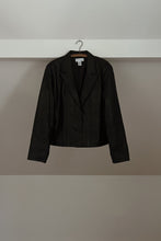 1990's BLACK LAMBSKIN LEATHER CROP BLAZER JACKET | SIZE L