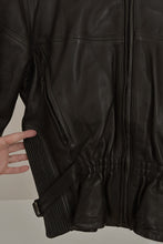 1980's BLACK LEATHER GORED WAIST BIKER JACKET | SIZE M/L