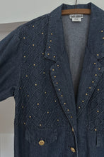 1980's STUDDED DENIM BLAZER BOMBER | SIZE M