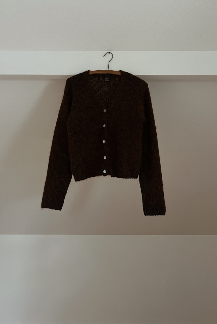 1990's LIMITED MARL CHOCOLATE KID MOHAIR CARDIGAN | SIZE S/M