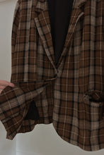 1990's CHOCOLATE TEXTURED PLAID BLAZER | SIZE 2XL