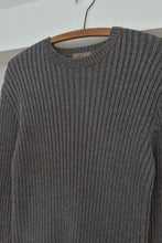 1990's J CREW CHARCOAL RIBBED COTTON KNIT JUMPER | SIZE M