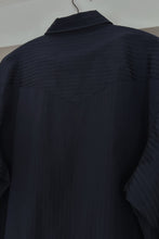 1980's WRANGLER NAVY SATIN STRIPE WESTERN SHIRT | SIZE XL