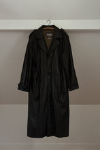 1990's WILSONS BLACK LEATHER TRENCH | REMOVABLE QUILTED LINING | SIZE L/XL
