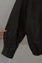 1990's BLACK PEBBLED LEATHER BOMBER JACKET | SIZE XL