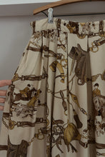 1980's LA CHINE EQUESTRIAN PRINT PLEATED SKIRT | SIZE L