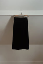 1990's FOXLEY LONDON BLACK VELVET PENCIL MIDI SKIRT | SIZE S