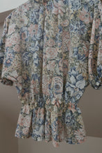 1970's FLORAL PUFF SLEEVE PEPLUM TOP | SIZE M