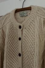 1980's HAND KNIT WOOL FISHERMAN CARDIGAN | SIZE L