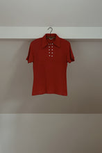 1960's MOD CHERRY BUTTON LINED ZIP TEE | SIZE S/M