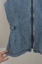 1990's CINCH WAIST DENIM ZIP VEST | SIZE L