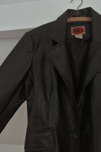 1990's RVT FAUX LEATHER BLACK BLAZER JACKET | SIZE M