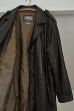 1990's WILSONS BLACK LEATHER TRENCH | REMOVABLE QUILTED LINING | SIZE L/XL