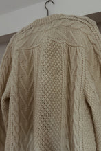 1980's HAND KNIT WOOL FISHERMAN CARDIGAN | SIZE L