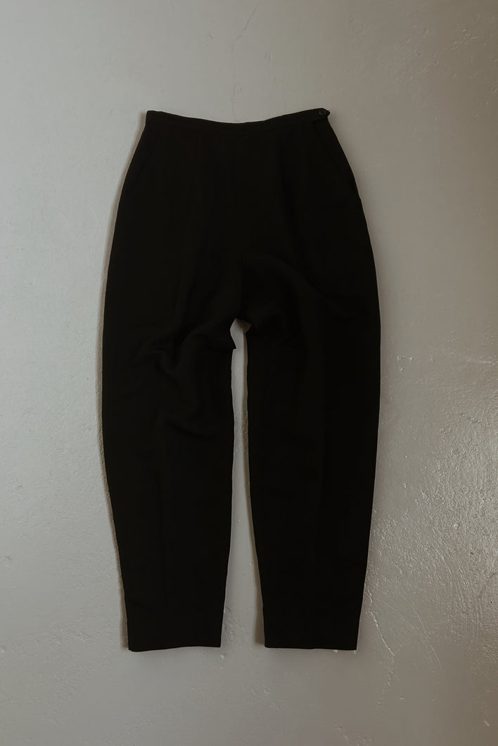 1990's BLACK LINEN STOVEPIPE CIGARETTE TROUSERS | SIZE 27/28