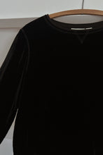 Y2K CRUSHED BLACK VELVET CREW NECK TOP | SIZE S