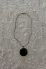 1980's LARGE ONYX PENDANT ON LIQUID STERLING CHAIN