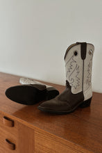 1980's CHOCOLATE + CREAM LEATHER COWBOY BOOTS | SIZE 6